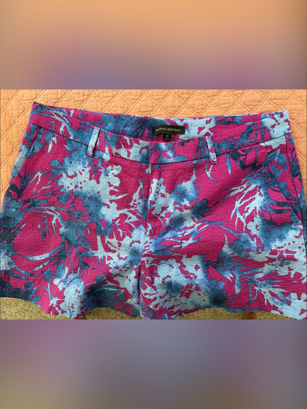 Banana Republic Pink and Blue Floral Bermuda Shorts